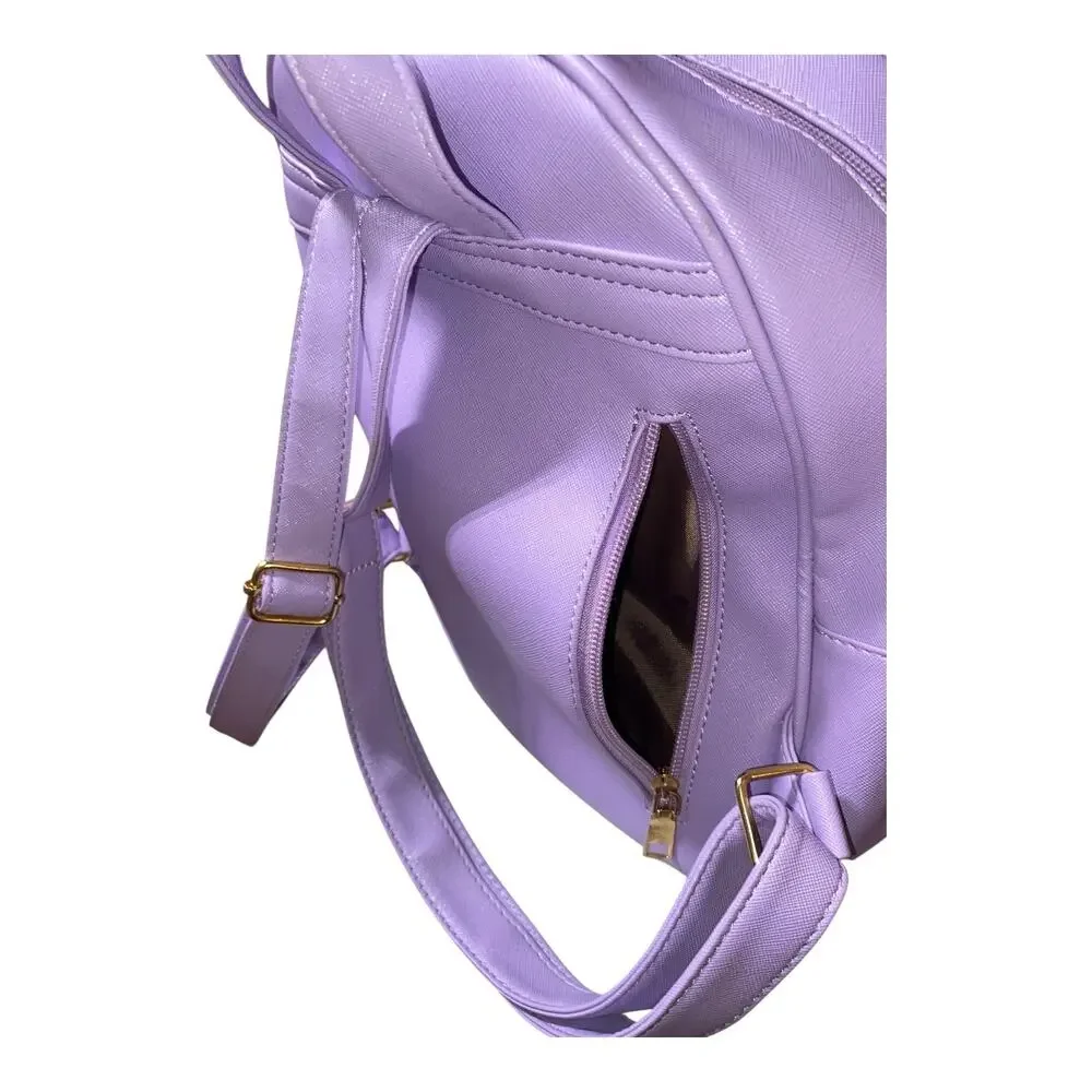 Lavender Backpack W/Decorative Bow & 4 Pockets  Size H 11